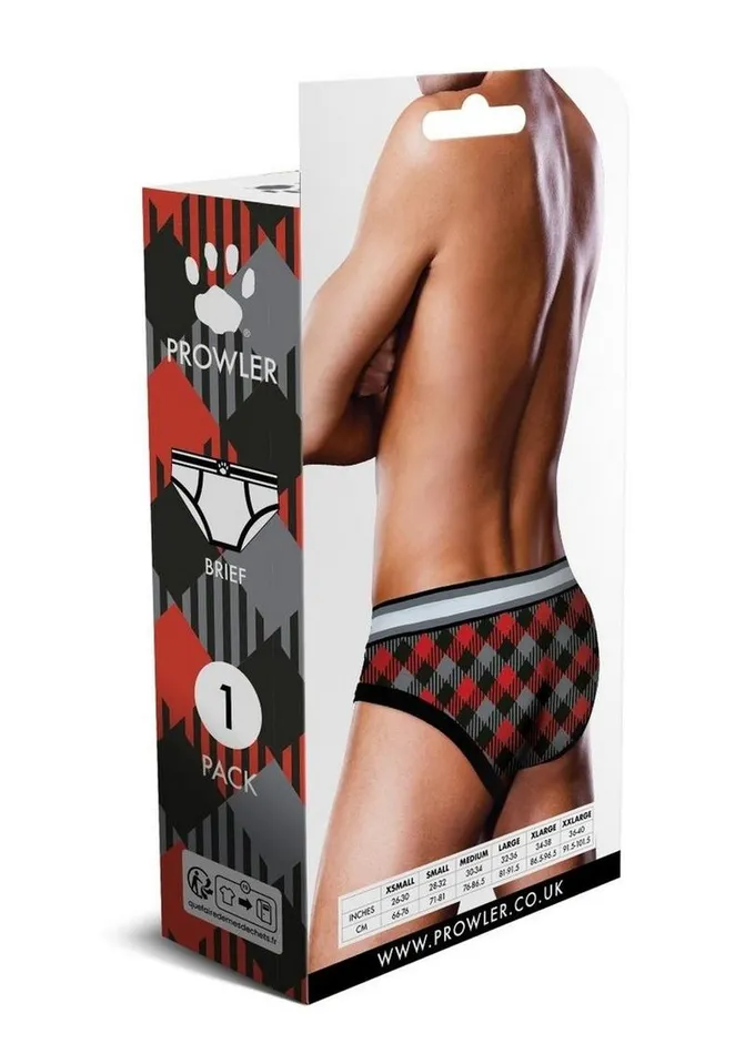 Prowler Vibrators Prowler Tartan 1 Brief Lg BlkRed Fu23