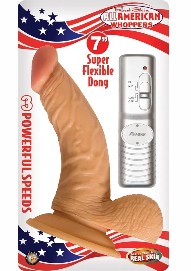 Real Skin All American Whoppers Vibrating Dildo with Balls Whoppers Dildos