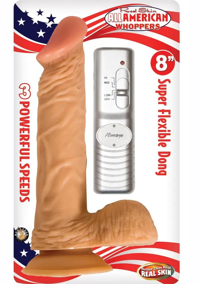 Real Skin All American Whoppers Vibrating Dildo with Balls Whoppers Dildos