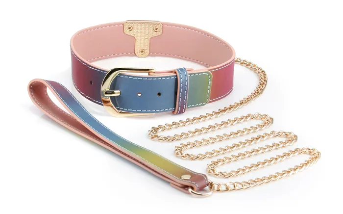 Spectra Bondage Collar and Leash Rainbow nsnovelties Couples