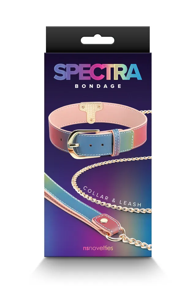 Spectra Bondage Collar and Leash Rainbow nsnovelties Couples Spectra Bondage Collar and Leash Rainbow nsnovelties Couples