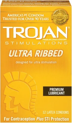 Trojan Condoms Female Sex Toys Trojan Stimulations Ulta Ribbed 12 Pack