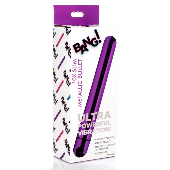 Vibrators 10x Slim Metallic Bullet Purple XR Brands Bang Vibrators 10x Slim Metallic Bullet Purple XR Brands Bang