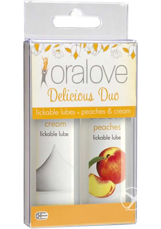 Vibrators Oralove Oralove Delicious Duo Lickable Peaches and Cream Lubricant Vibrators Oralove Oralove Delicious Duo Lickable Peaches and Cream Lubricant