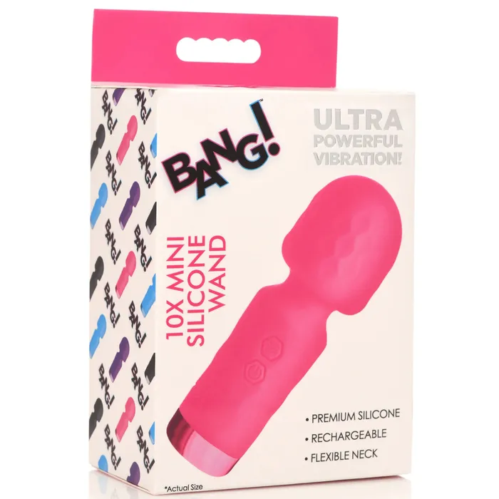 Vibrators XR Brands Bang 10x Mini Silicone Wand Pink Vibrators XR Brands Bang 10x Mini Silicone Wand Pink