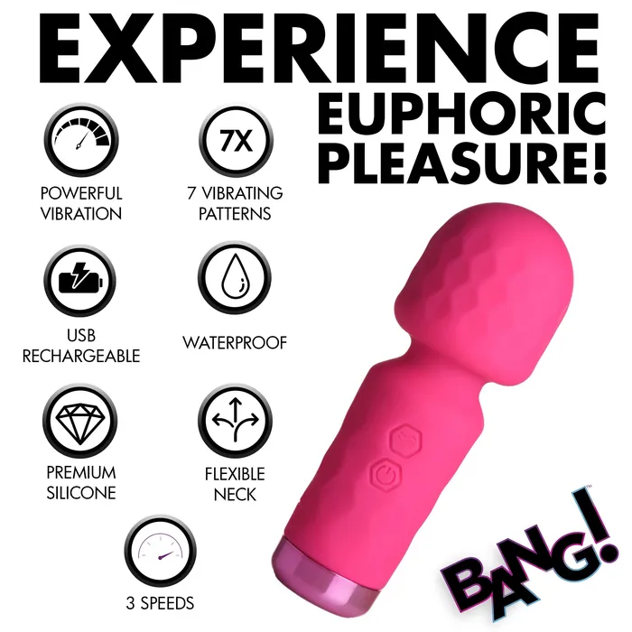 Vibrators XR Brands Bang 10x Mini Silicone Wand Pink Vibrators XR Brands Bang 10x Mini Silicone Wand Pink