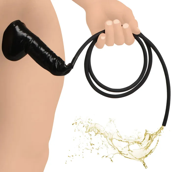 XR Brands Master Series Male Sex Toys Guzzler Realistic Penis Sheath With Tube Black XR Brands Master Series Male Sex Toys Guzzler Realistic Penis Sheath With Tube Black