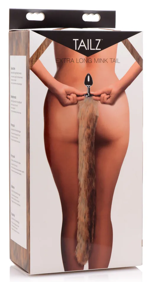 XR Brands Tailz Extra Long Mink Tail Metal Anal Plug Male Sex Toys